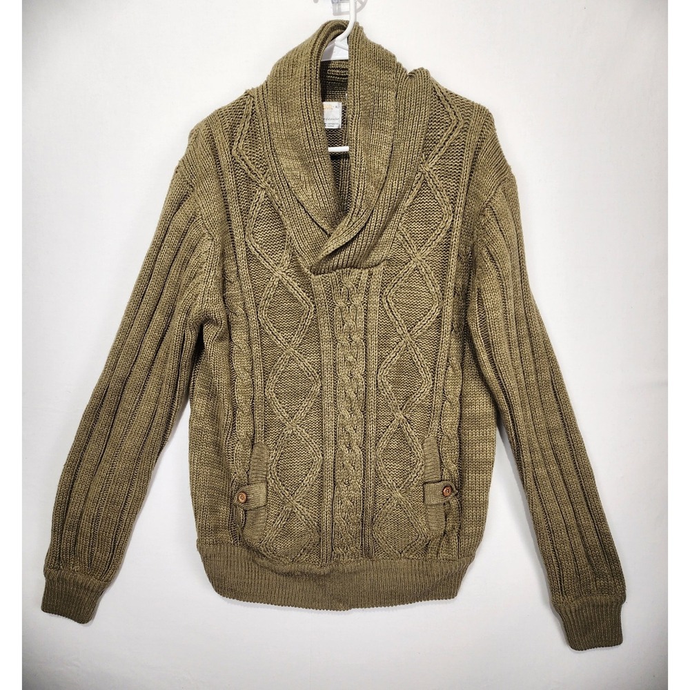 London Fog Vintage Men's‎ Cable Knit Cozy Elegant Sweater Tan Size XL